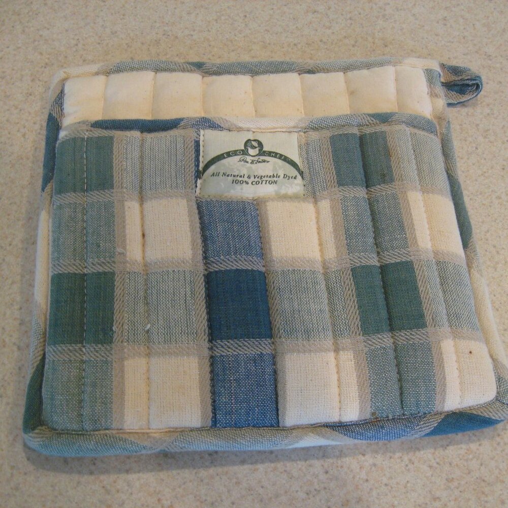 Park B Smith Fabric Pot Holder/Hot Pad Blue/Green